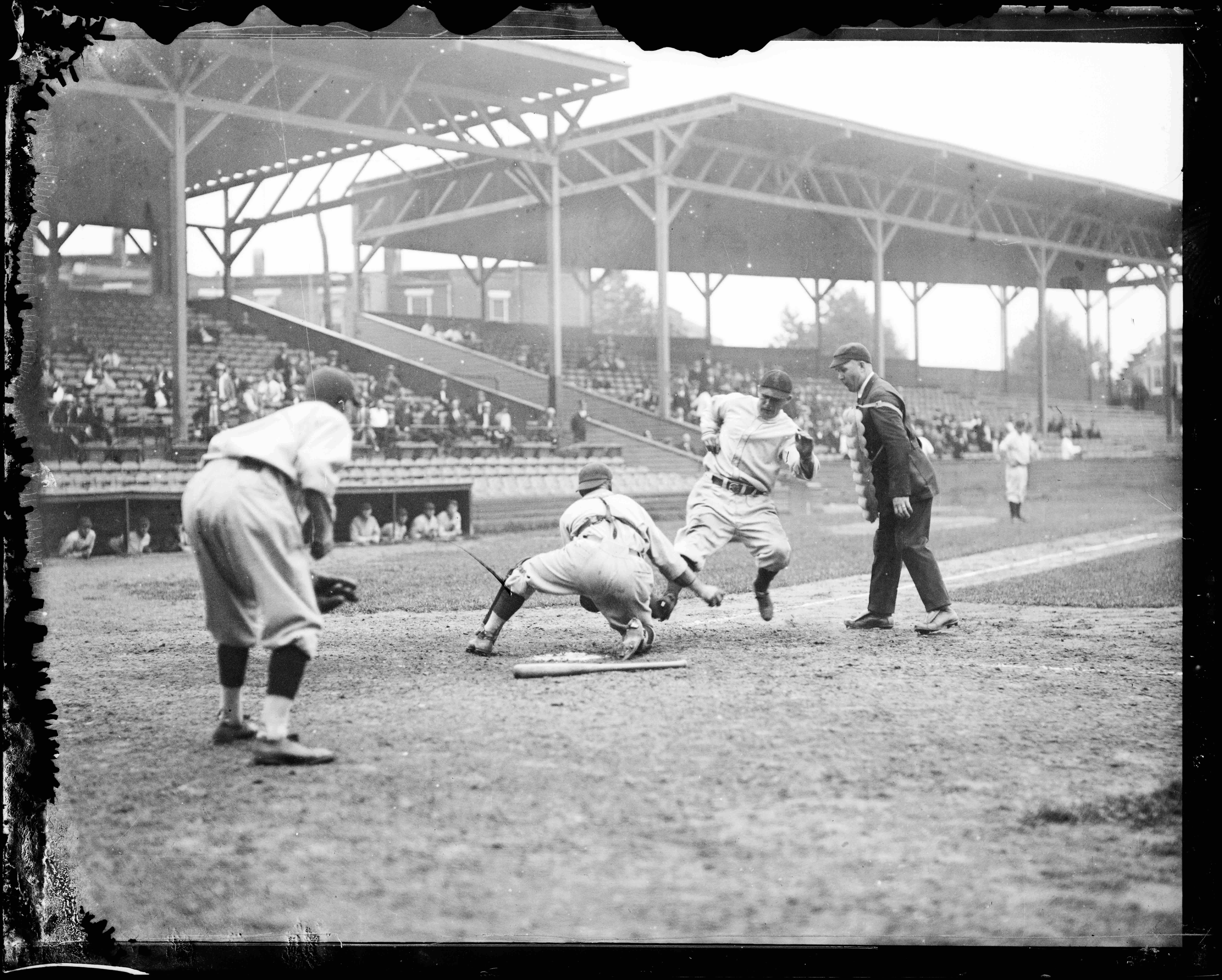 Frederick “Fritz” Maisel in uniform at Old Oriole Park during a baseball game.