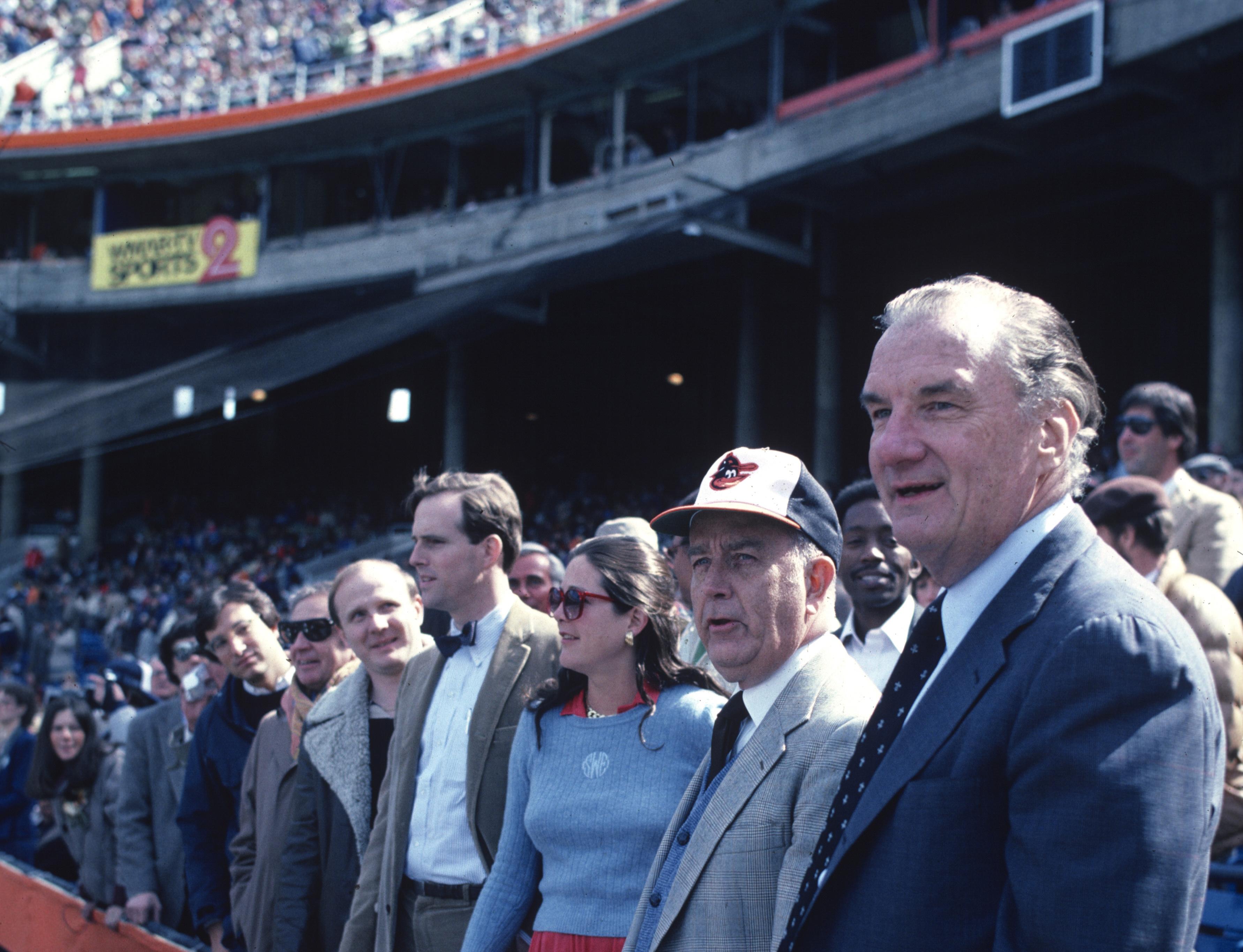 Williams Edward Bennett standing in the front row at Memorial Stadium