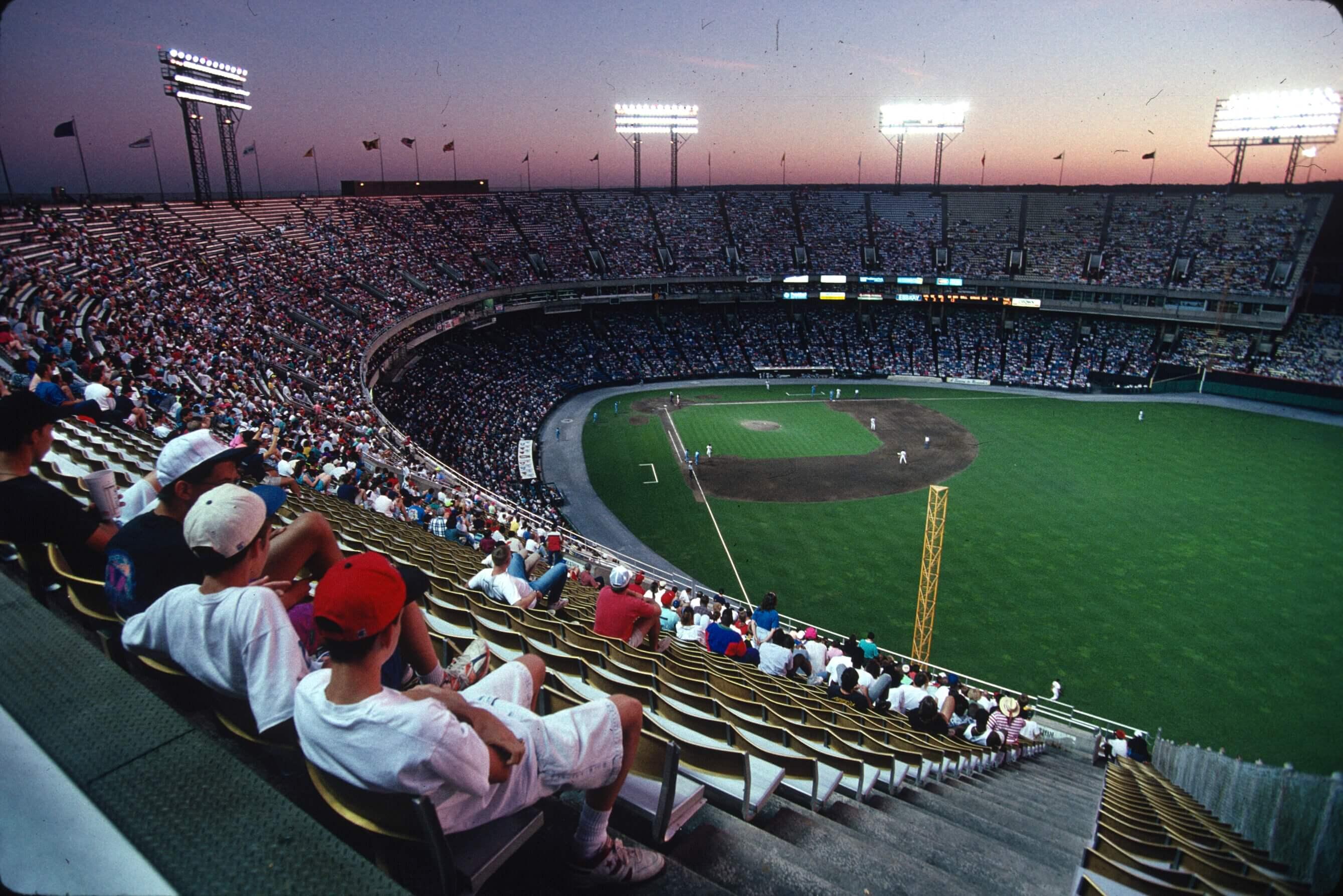 Fans fill the upper deck at Memorial Stadium
