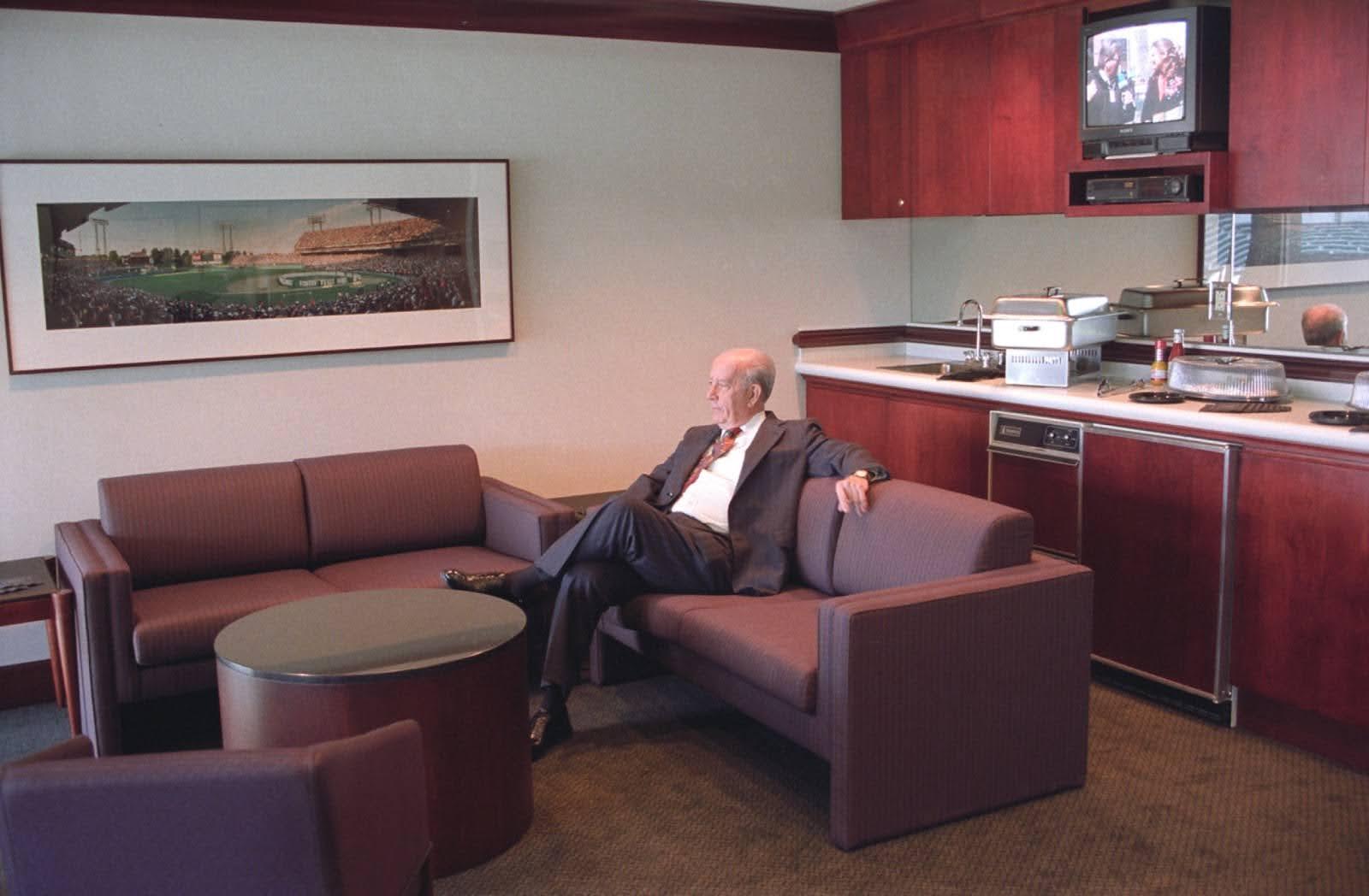 William Donald Schaefer sits in the Governor’s Suite